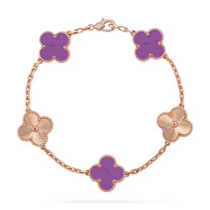 [Elara]GLÜCKSKLEE-ARMBAND MIT 5 MOTIVEN – VIOLETTE KOLLEKTION