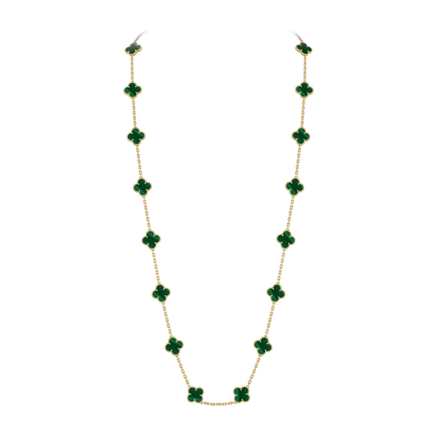[Elara]CLASSIC 20-MOTIV GLÜCKKLEE-HALSKETTE LANG GOLD KOLLEKTION