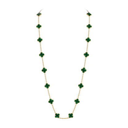 [Elara]CLASSIC 20-MOTIV GLÜCKKLEE-HALSKETTE LANG GOLD KOLLEKTION