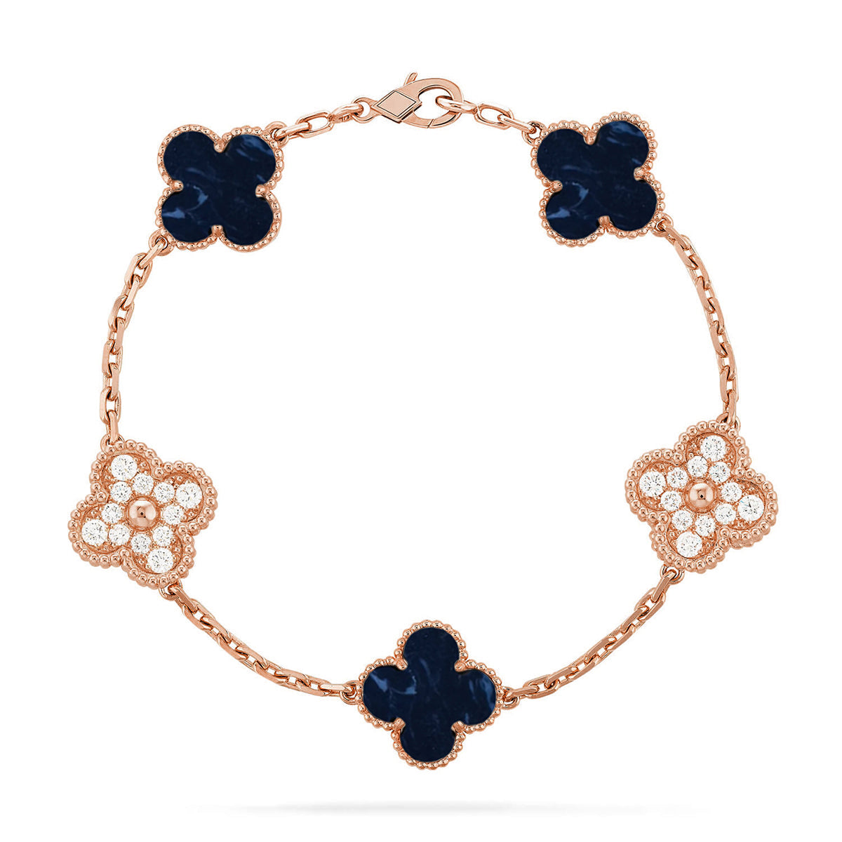 [Elara]LUCKY CLOVER 5-MOTIF BRACELET - PIETERSITE COLLECTION
