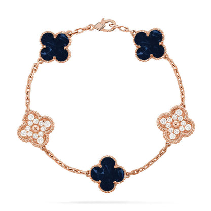 [Elara]LUCKY CLOVER 5-MOTIF BRACELET - PIETERSITE COLLECTION