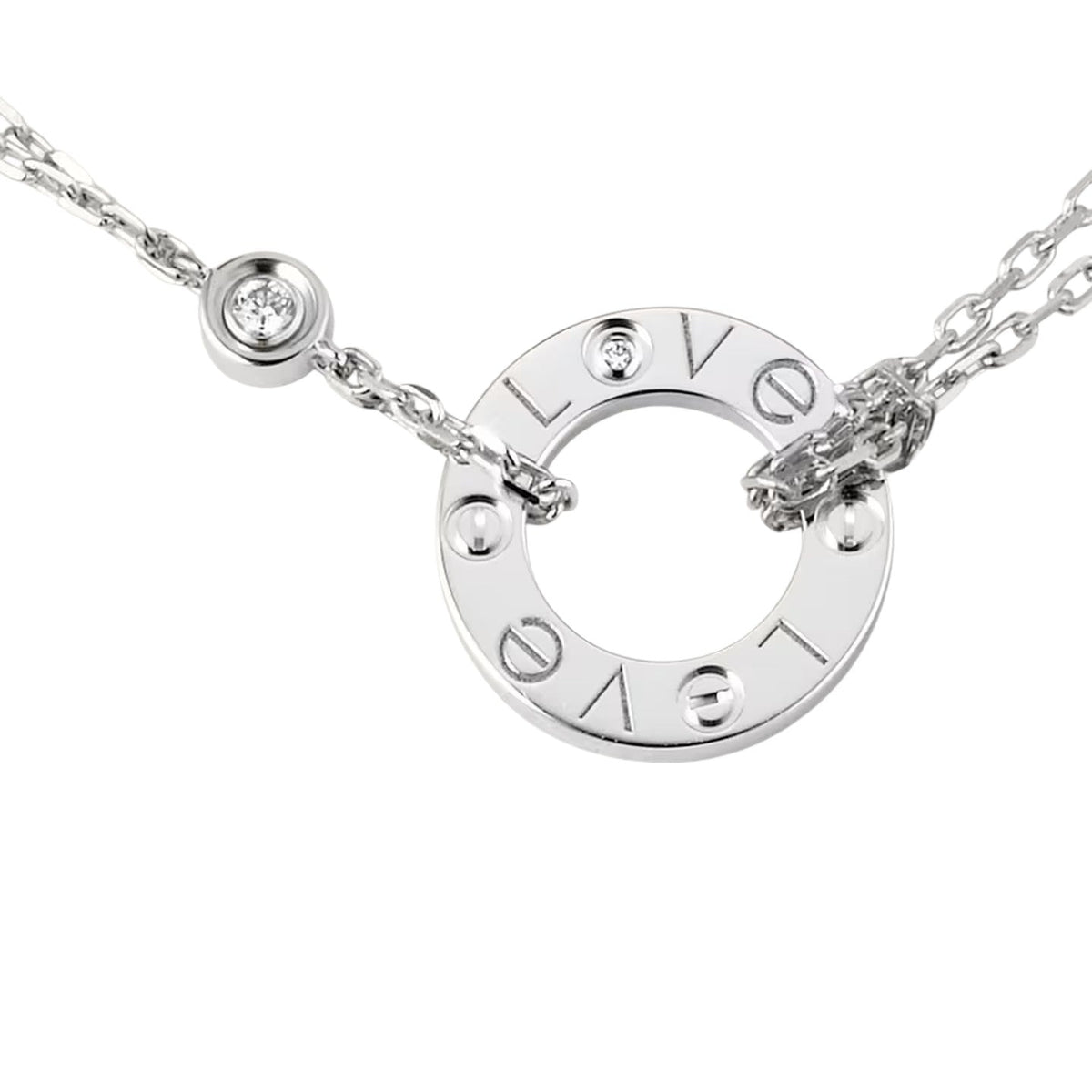 [Elara]LOVE CIRCULAR PENDANT 2-DIAMOND NECKLACE