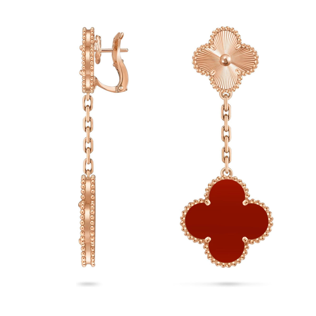 [Elara]CLOVER DUAL-MOTIF STATEMENT STUD EARRINGS - DOUBLE-CHARM COLLECTION