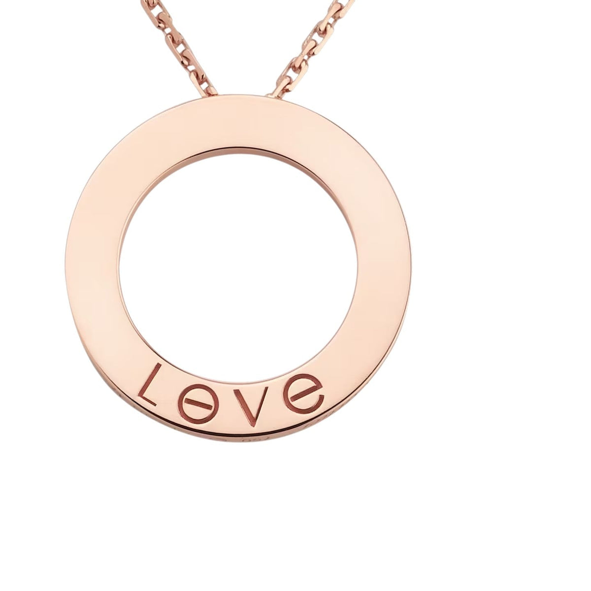 [Elara]LOVE LARGE CIRCULAR PENDANT NECKLACE