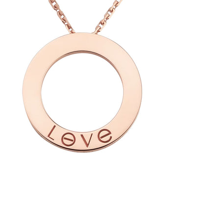 [Elara]LOVE LARGE CIRCULAR PENDANT NECKLACE