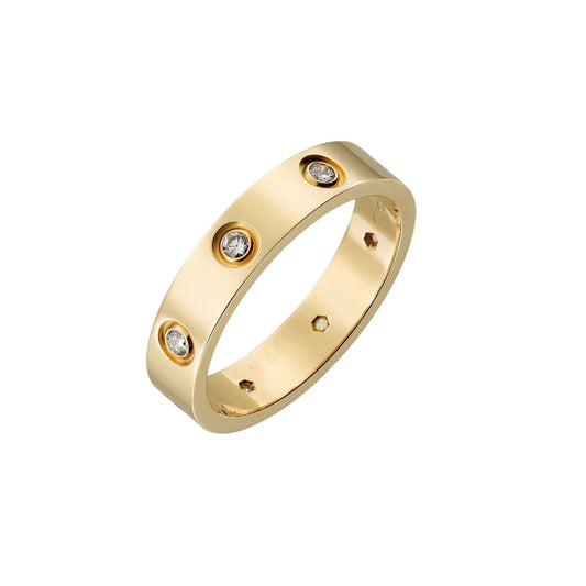 [Elara]LOVE 4MM 8ダイヤモンドリング