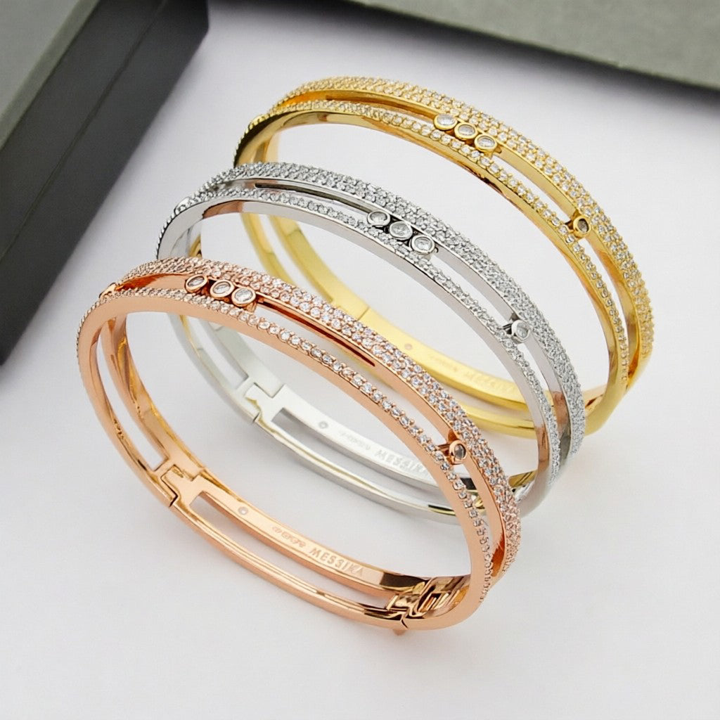 [Elara]MOVE ROMANE PAVÉ DIAMOND BANGLE BRACELET
