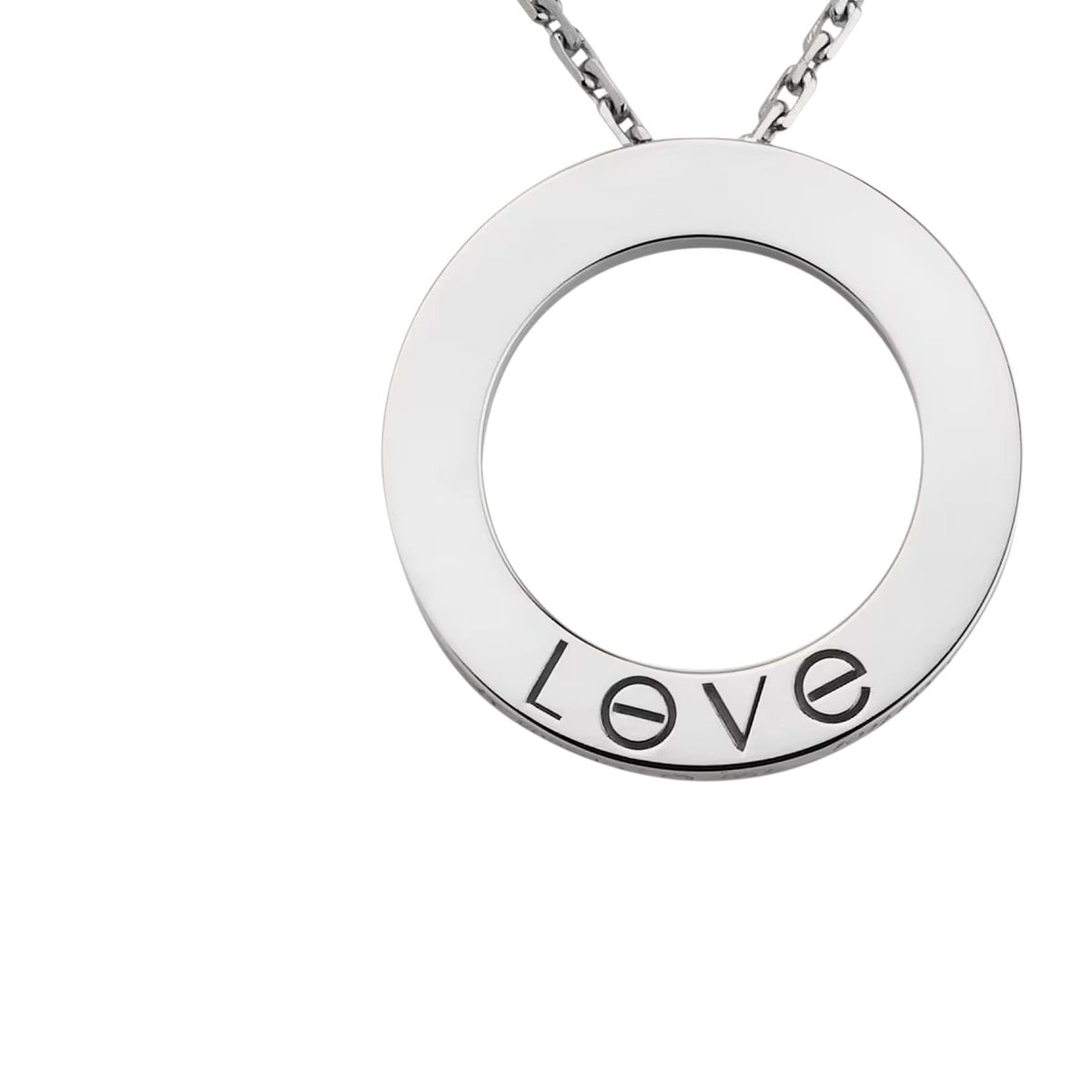 [Elara]LOVE LARGE CIRCULAR PENDANT NECKLACE