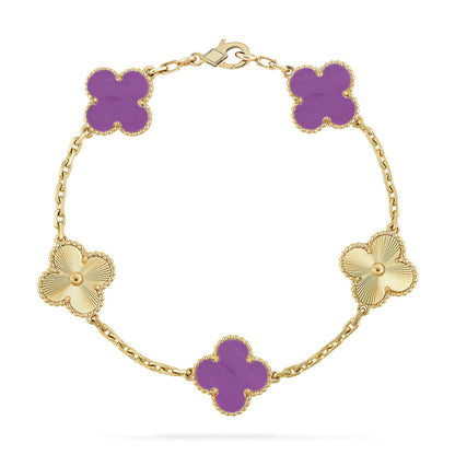 [Elara]GLÜCKSKLEE-ARMBAND MIT 5 MOTIVEN – VIOLETTE KOLLEKTION