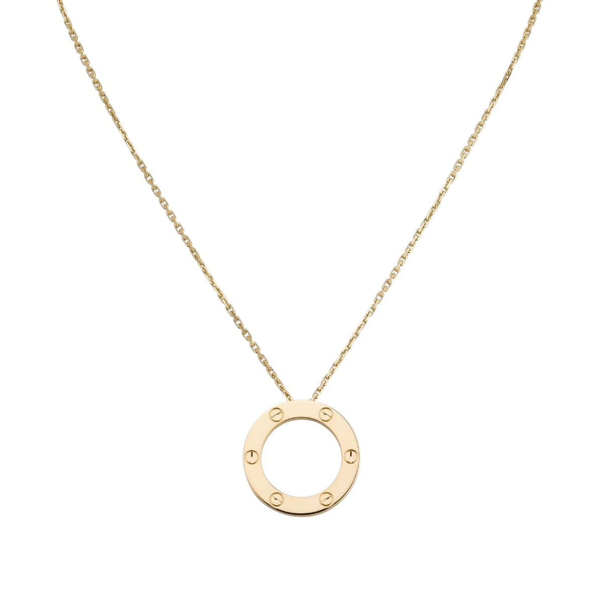 [Elara]LOVE LARGE CIRCULAR PENDANT NECKLACE