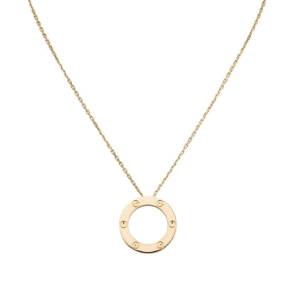 [Elara]LOVE LARGE CIRCULAR PENDANT NECKLACE