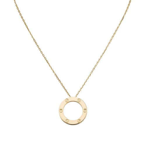 [Elara]LOVE LARGE CIRCULAR PENDANT NECKLACE