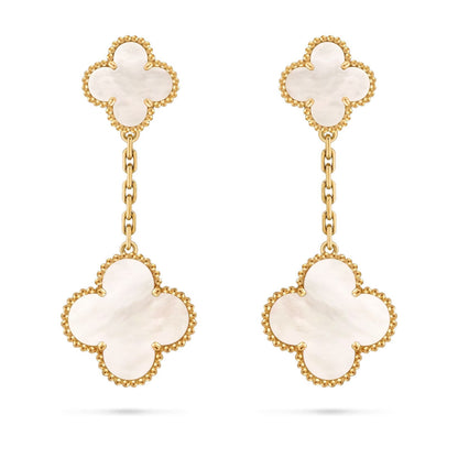 [Elara]CLOVER DUAL-MOTIF STATEMENT STUD EARRINGS - DOUBLE-CHARM COLLECTION