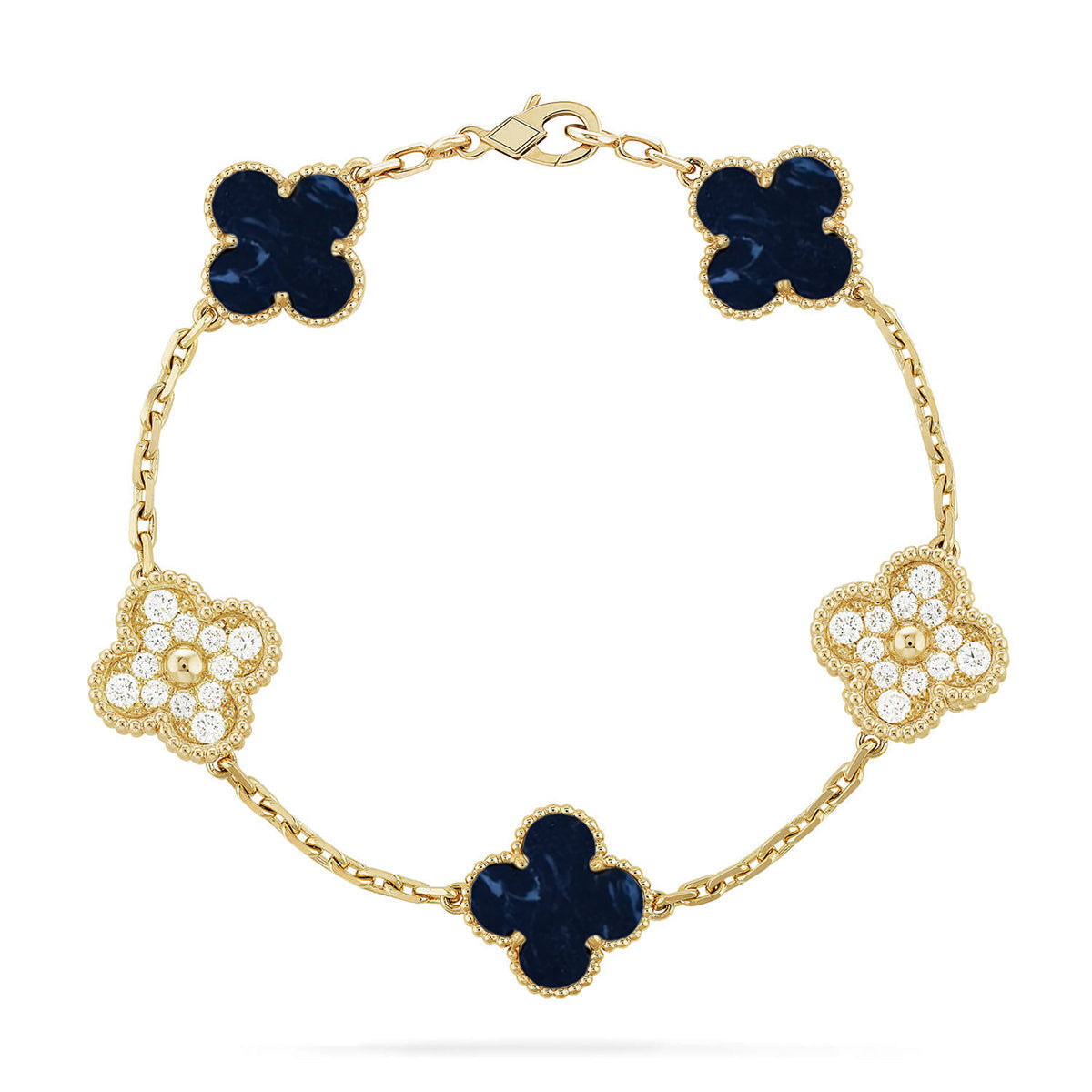 [Elara]LUCKY CLOVER 5-MOTIF BRACELET - PIETERSITE COLLECTION