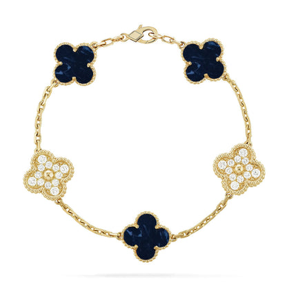 [Elara]LUCKY CLOVER 5-MOTIF BRACELET - PIETERSITE COLLECTION