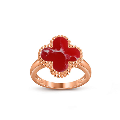 [Elara]LUCKY CLOVER VINTAGE ROSE GOLD RING COLLECTION