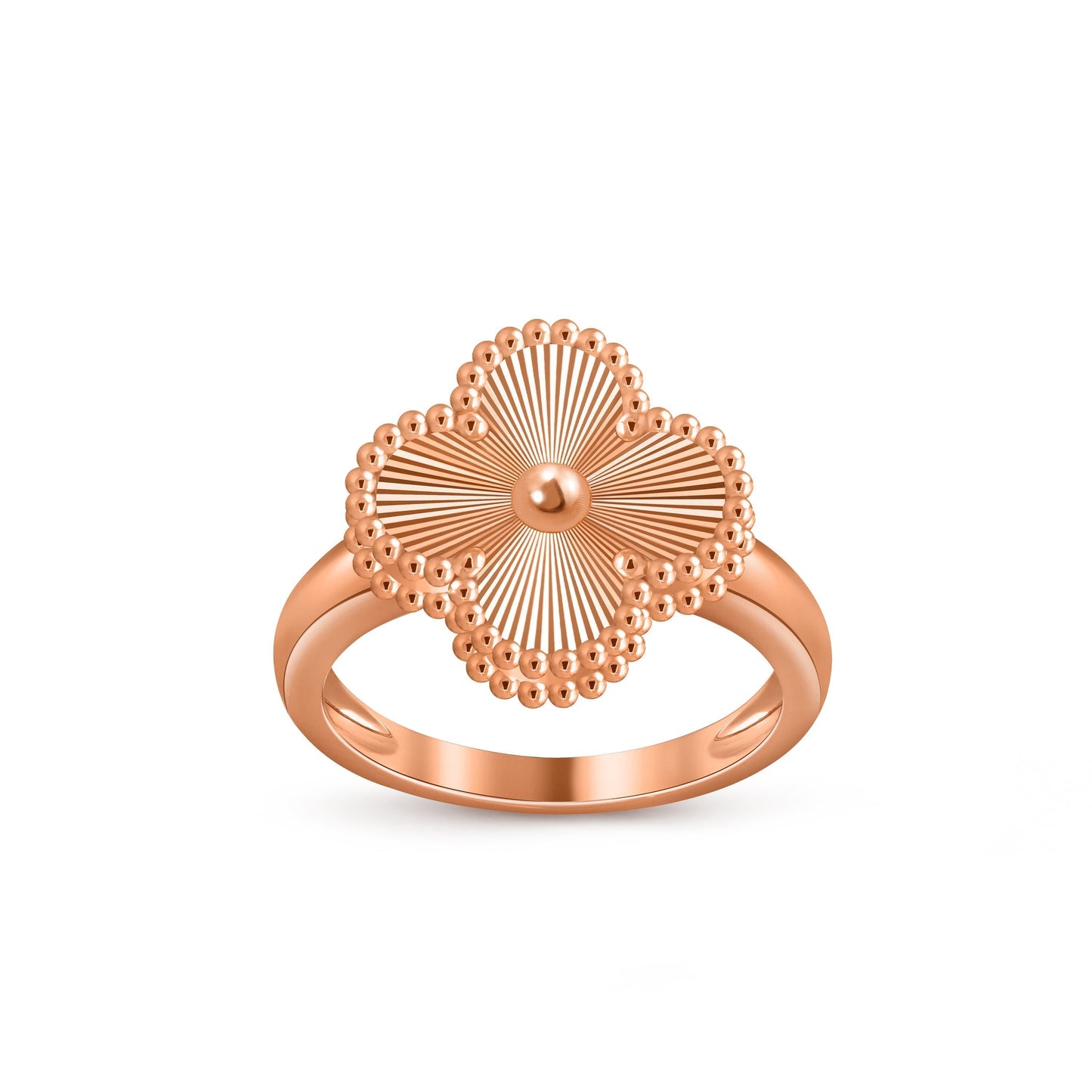 [Elara]LUCKY CLOVER VINTAGE ROSE GOLD RING COLLECTION