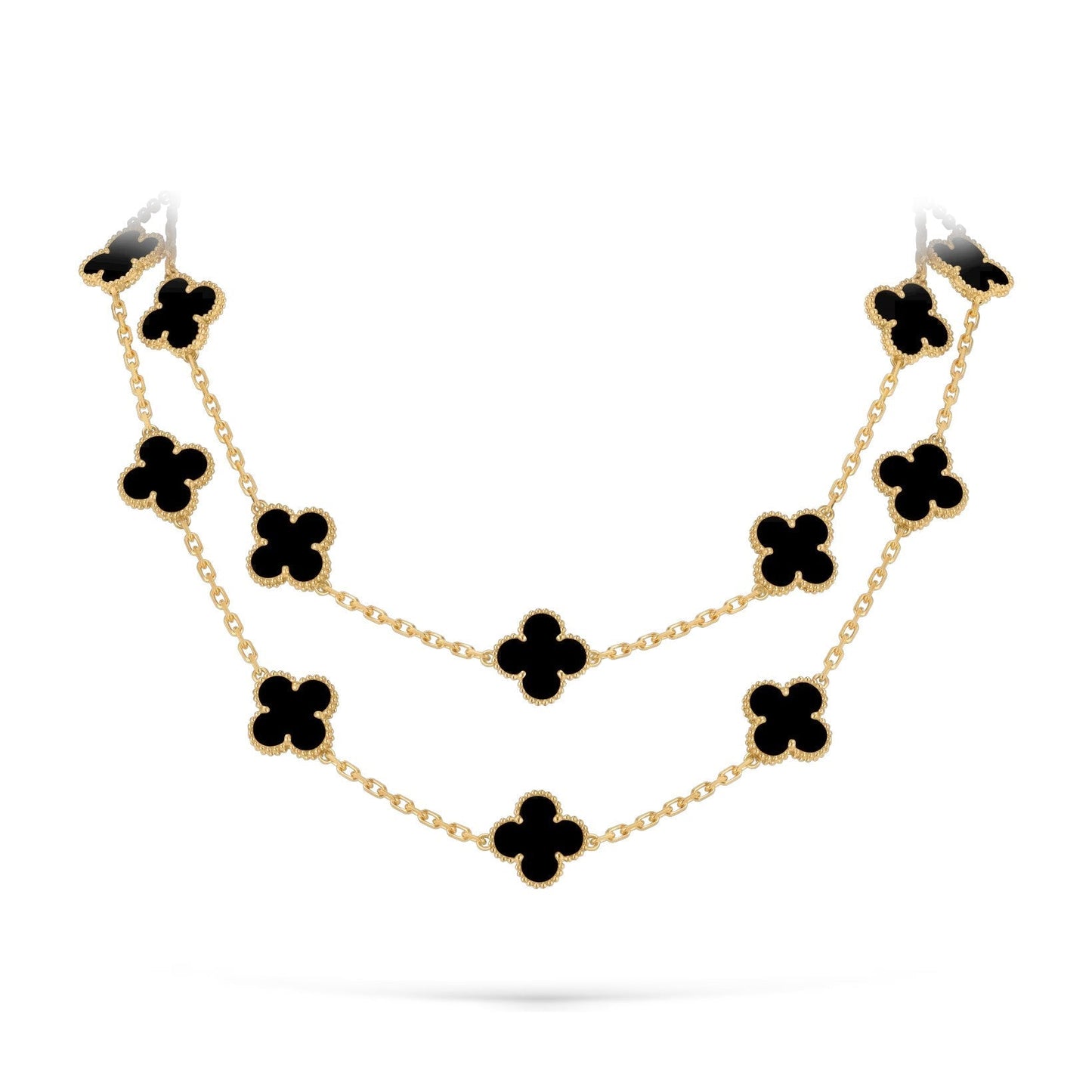 [Elara]CLASSIC 20-MOTIV GLÜCKKLEE-HALSKETTE LANG GOLD KOLLEKTION