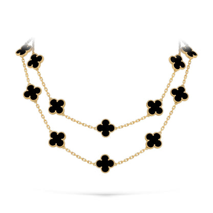 [Elara]CLASSIC 20-MOTIV GLÜCKKLEE-HALSKETTE LANG GOLD KOLLEKTION