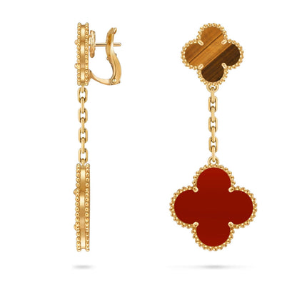 [Elara]CLOVER DUAL-MOTIF STATEMENT STUD EARRINGS - DOUBLE-CHARM COLLECTION