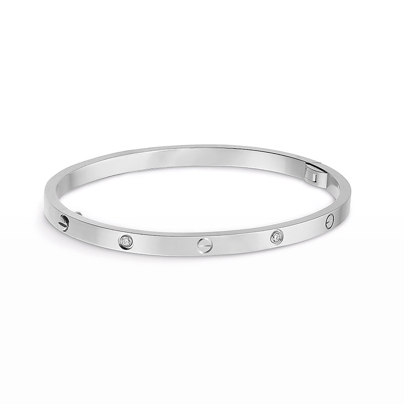 [Elara]LOVE 3.65MM スモールモデル バングル - 6ダイヤモンド