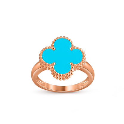 [Elara]LUCKY CLOVER VINTAGE ROSE GOLD RING COLLECTION