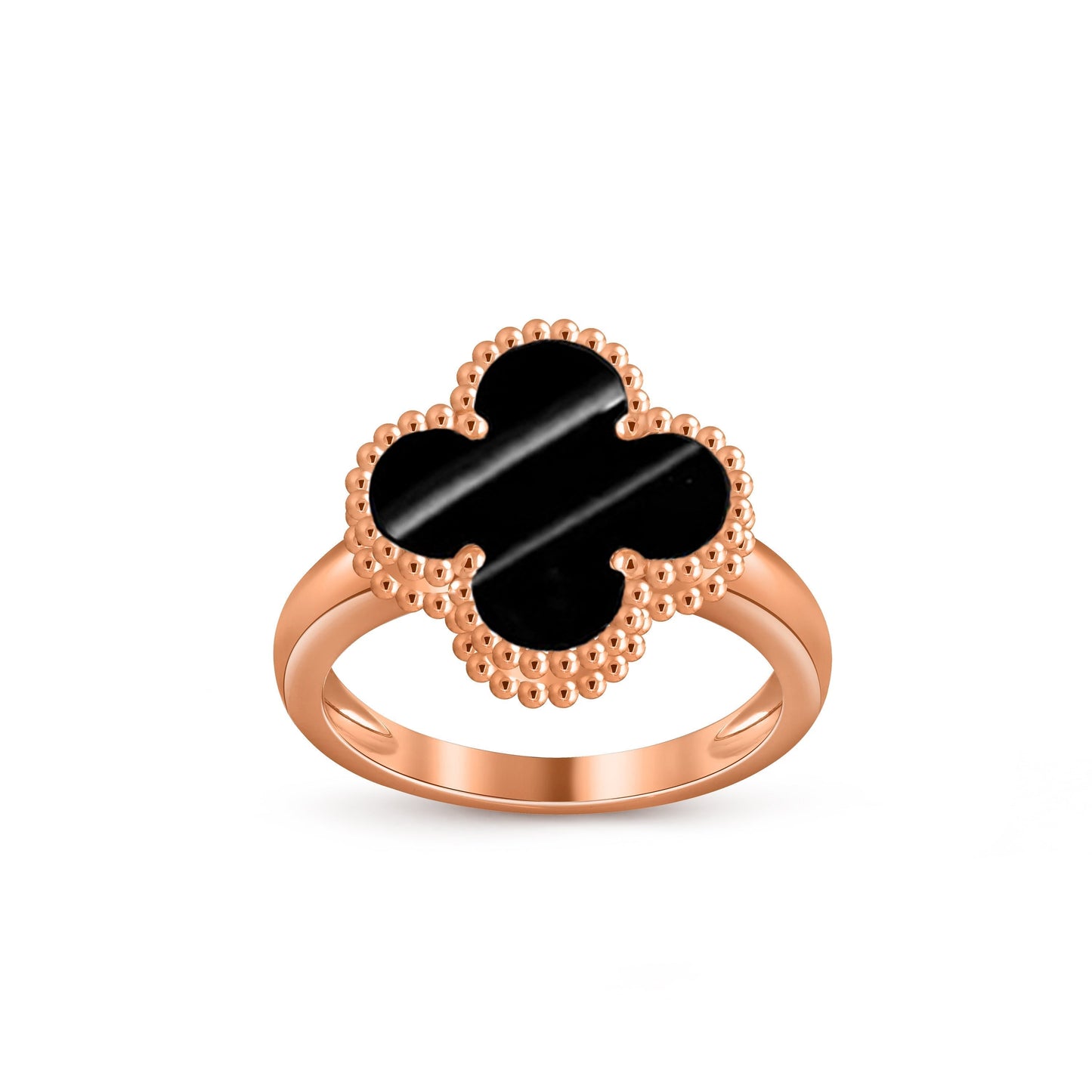 [Elara]LUCKY CLOVER VINTAGE ROSE GOLD RING COLLECTION