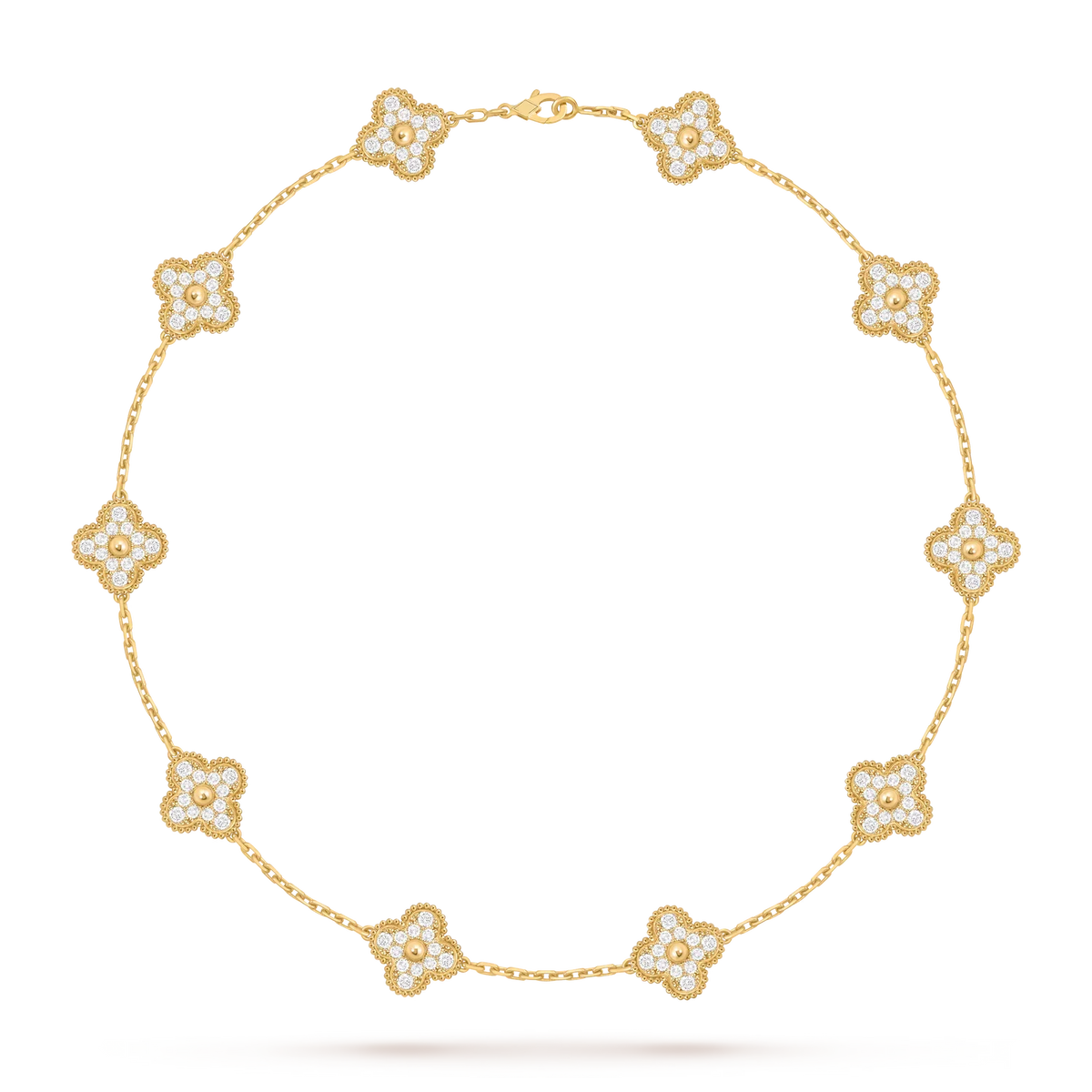 [Elara]CLASSIC LUCKY 10-MOTIF CLOVER NECKLACE GOLD COLLECTION