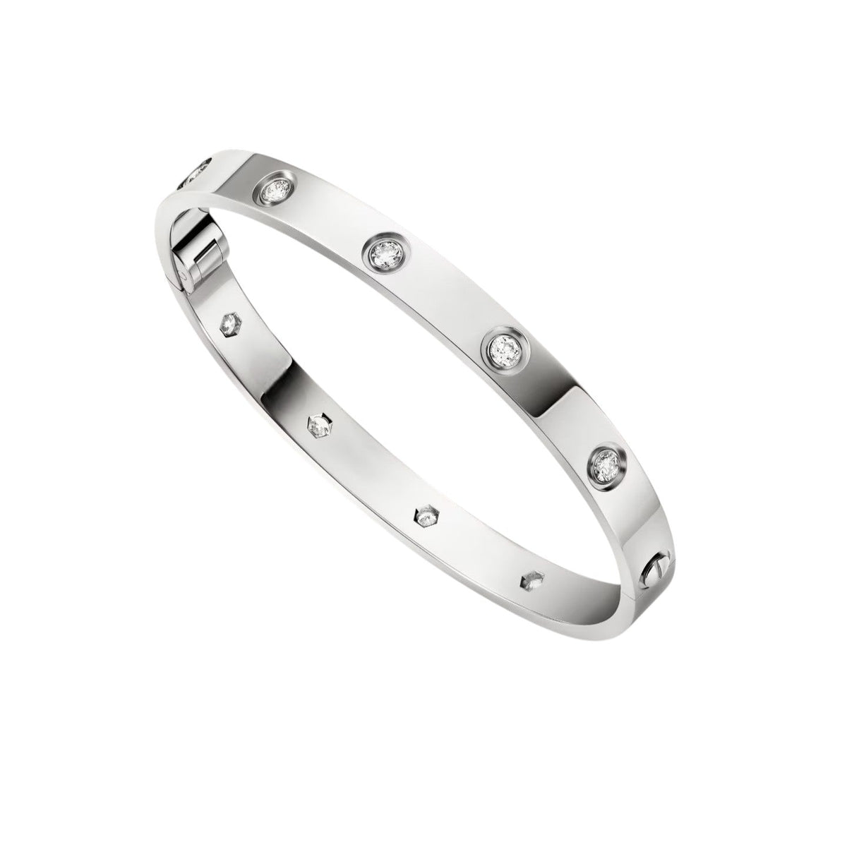 [Elara]CLASSIC 6.1MM LOVE シングルスクリュー ブレスレット - 10Pダイヤモンド
