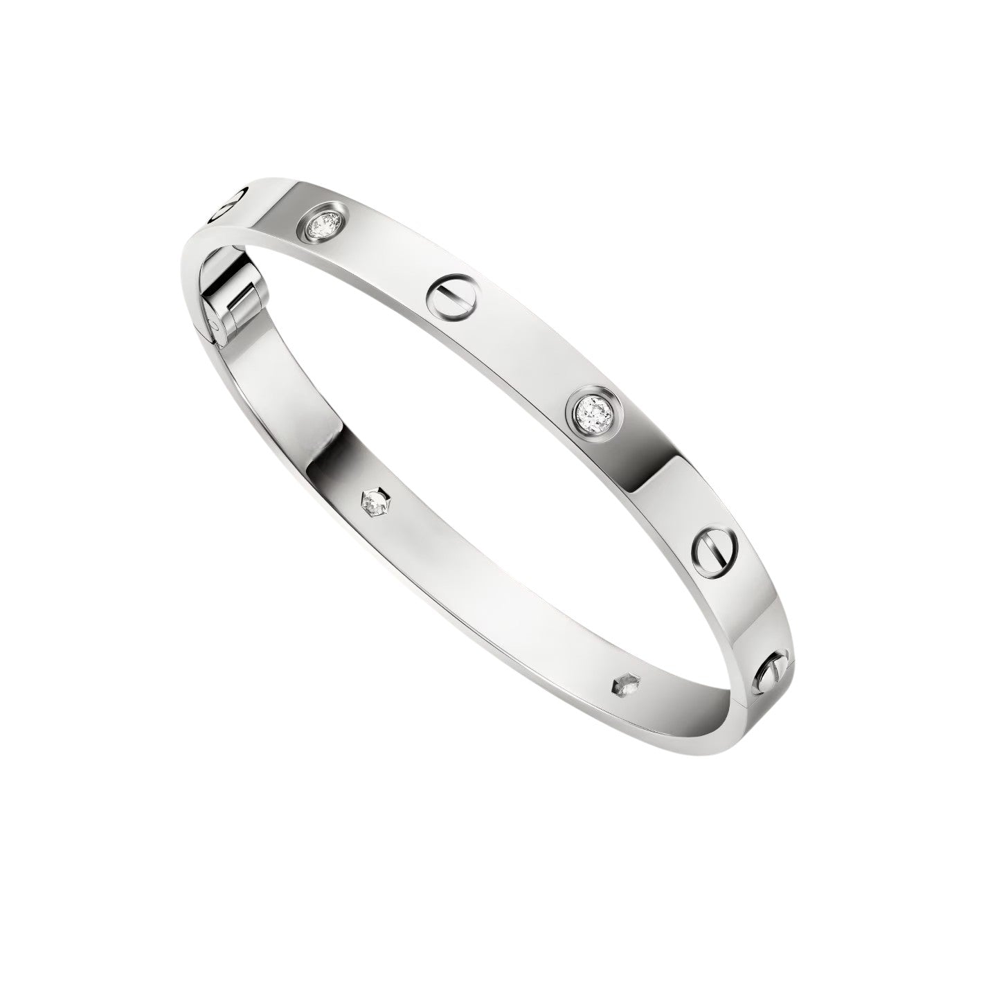 [Elara]CLASSIC 6.1MM LOVE SINGLE-SCREW CLOSURE BANGLE - 4-DIAMOND