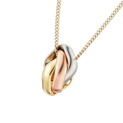 [Elara]TRI-COLOR SQUARE RING NECKLACE
