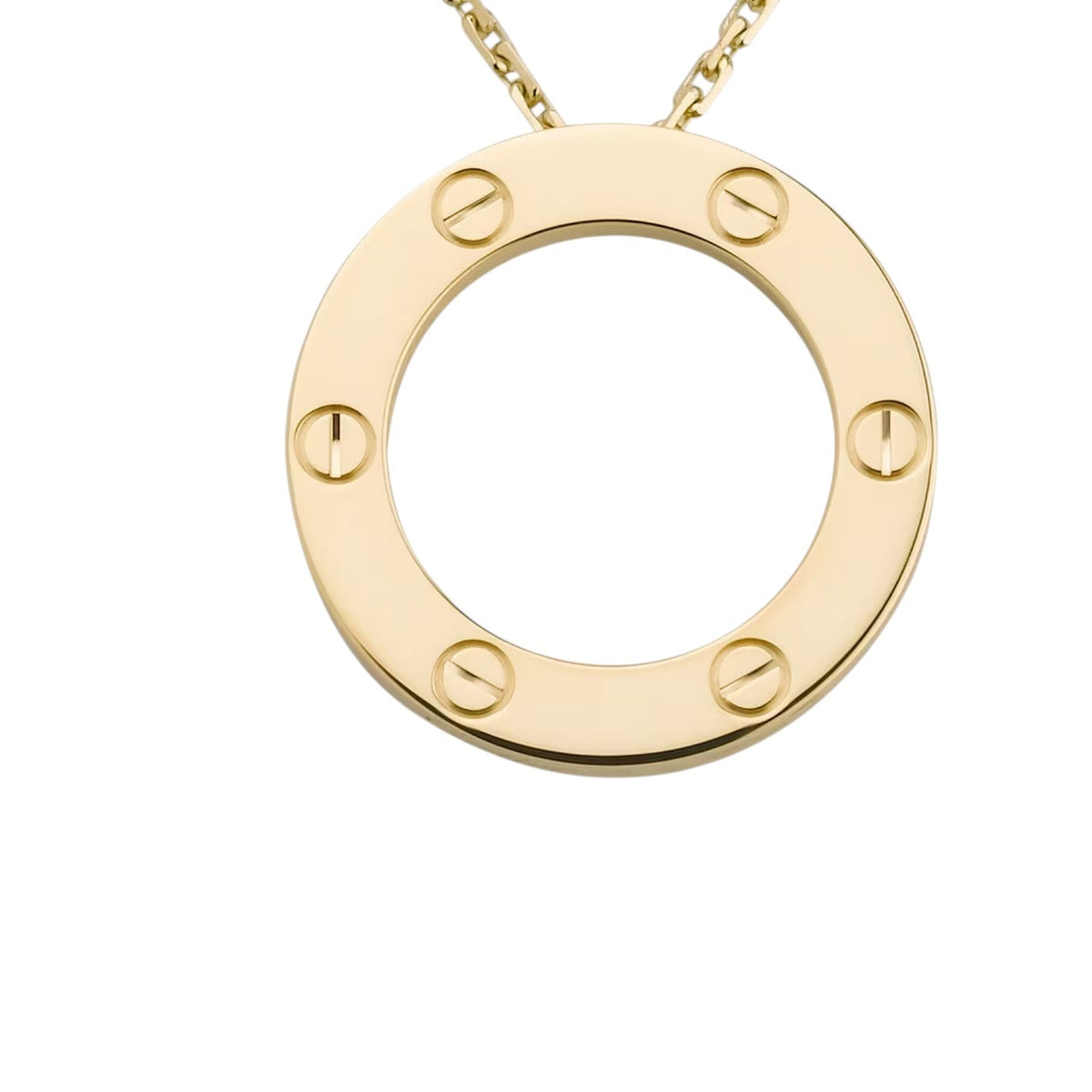 [Elara]LOVE LARGE CIRCULAR PENDANT NECKLACE