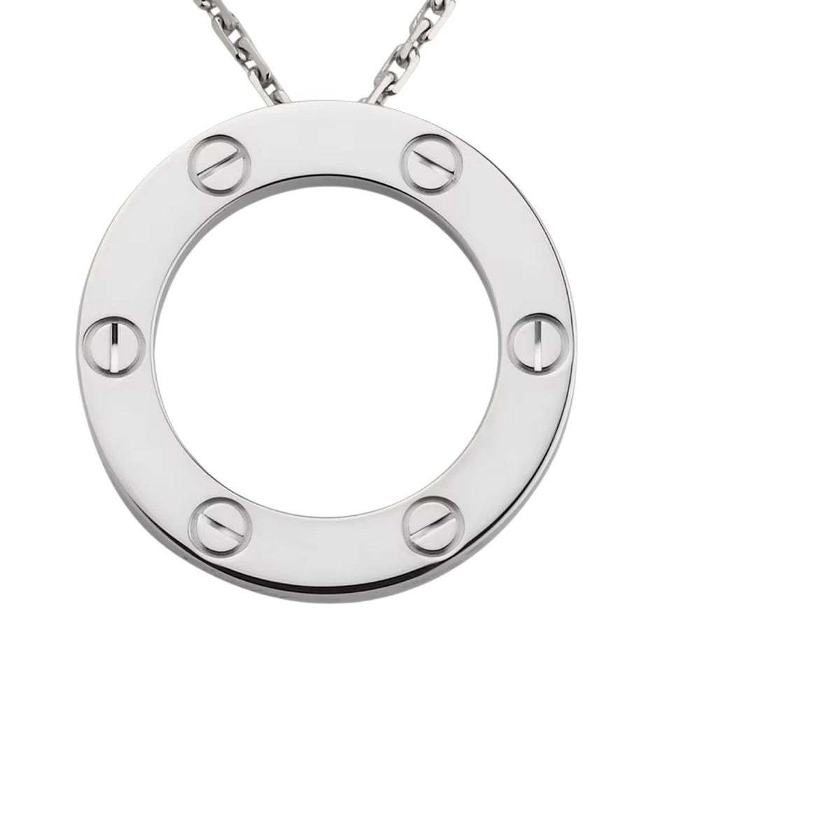 [Elara]LOVE LARGE CIRCULAR PENDANT NECKLACE