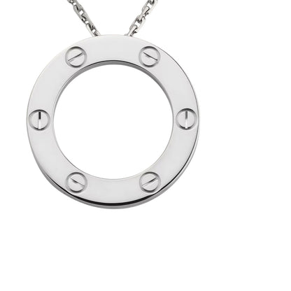 [Elara]LOVE LARGE CIRCULAR PENDANT NECKLACE