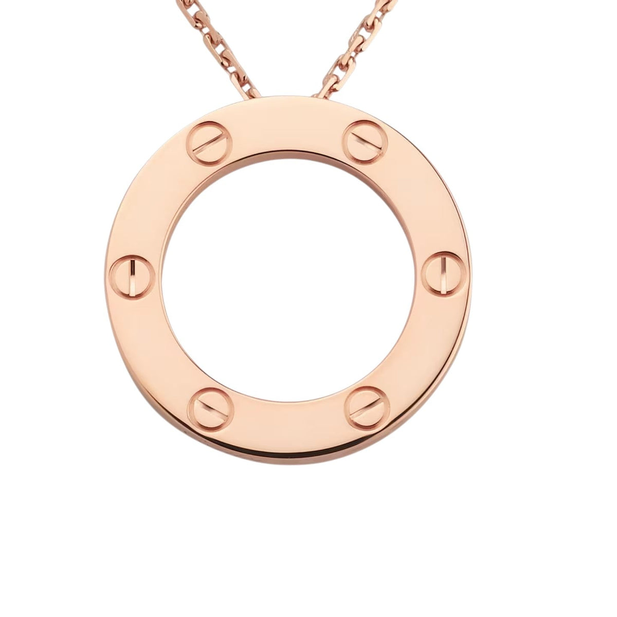 [Elara]LOVE LARGE CIRCULAR PENDANT NECKLACE
