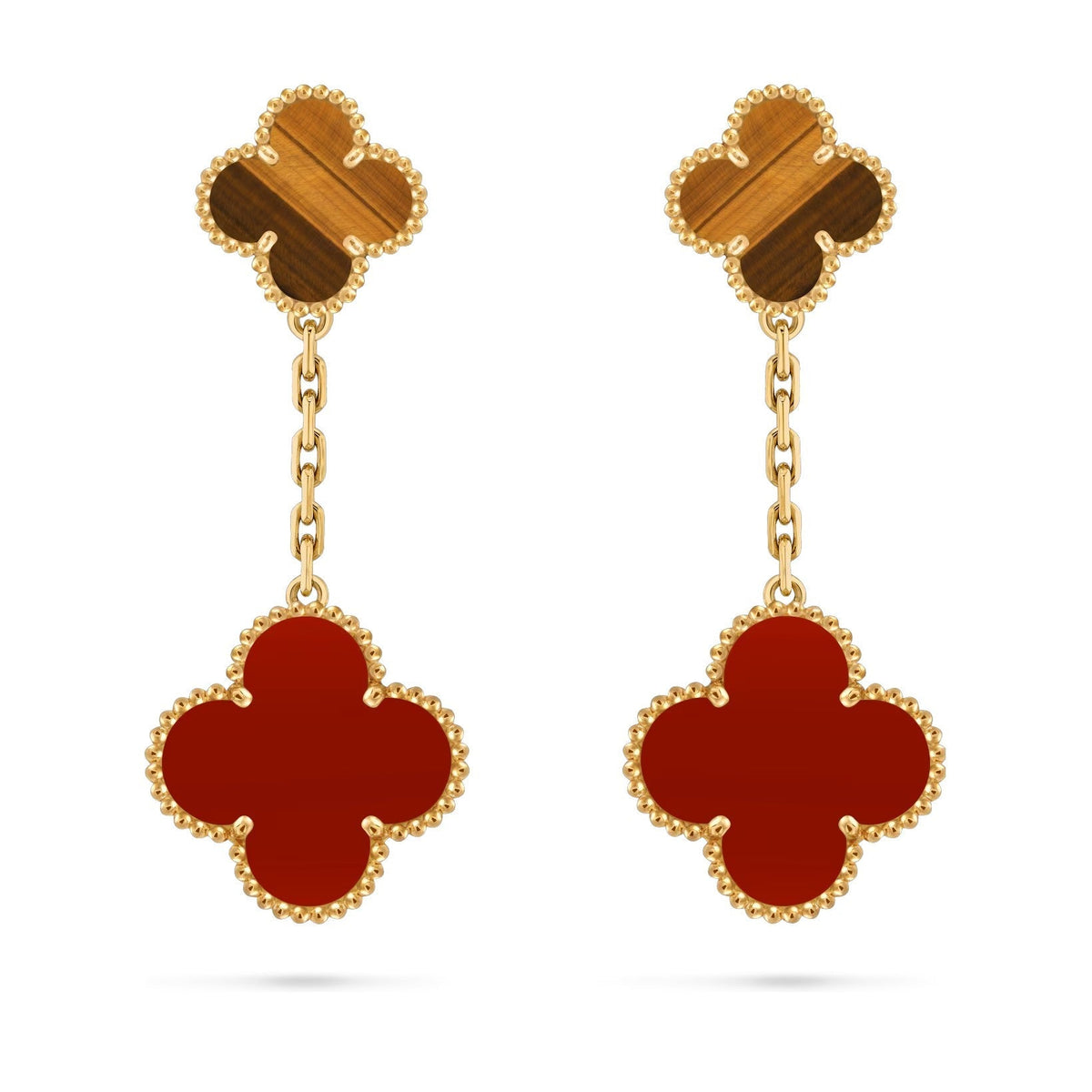 [Elara]CLOVER DUAL-MOTIF STATEMENT STUD EARRINGS - DOUBLE-CHARM COLLECTION