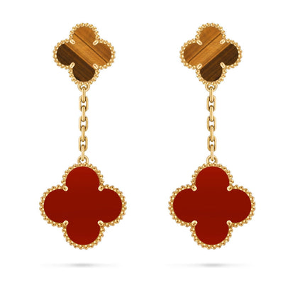 [Elara]CLOVER DUAL-MOTIF STATEMENT STUD EARRINGS - DOUBLE-CHARM COLLECTION