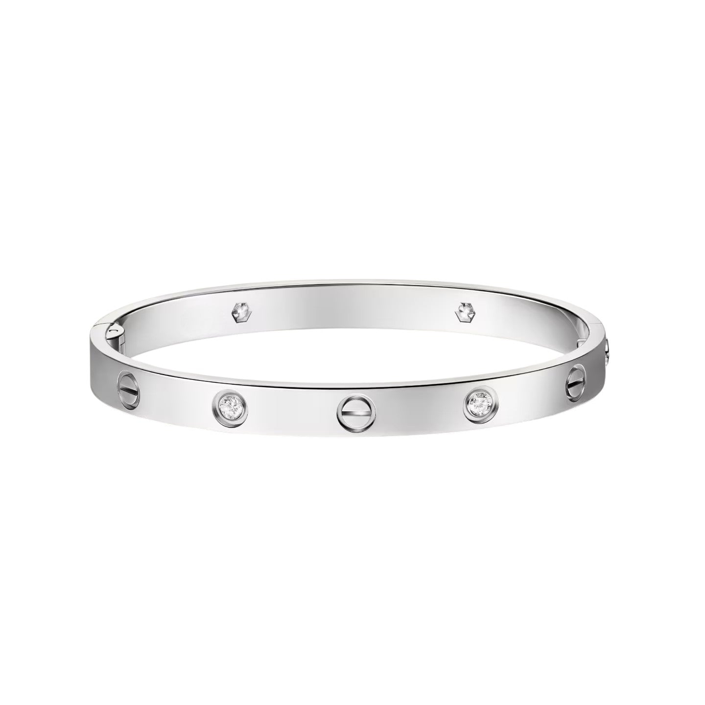 [Elara]CLASSIC 6.1MM LOVE SINGLE-SCREW CLOSURE BANGLE - 4-DIAMOND