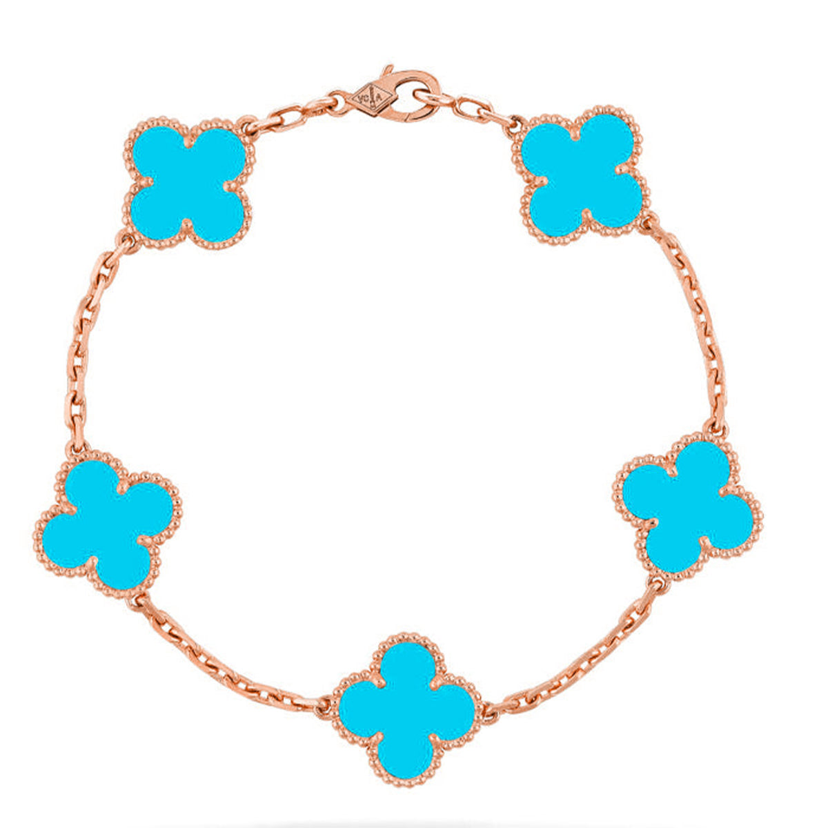 [Elara]LUCKY CLOVER 5-MOTIF BRACELET - TURQUOISE COLLECTION