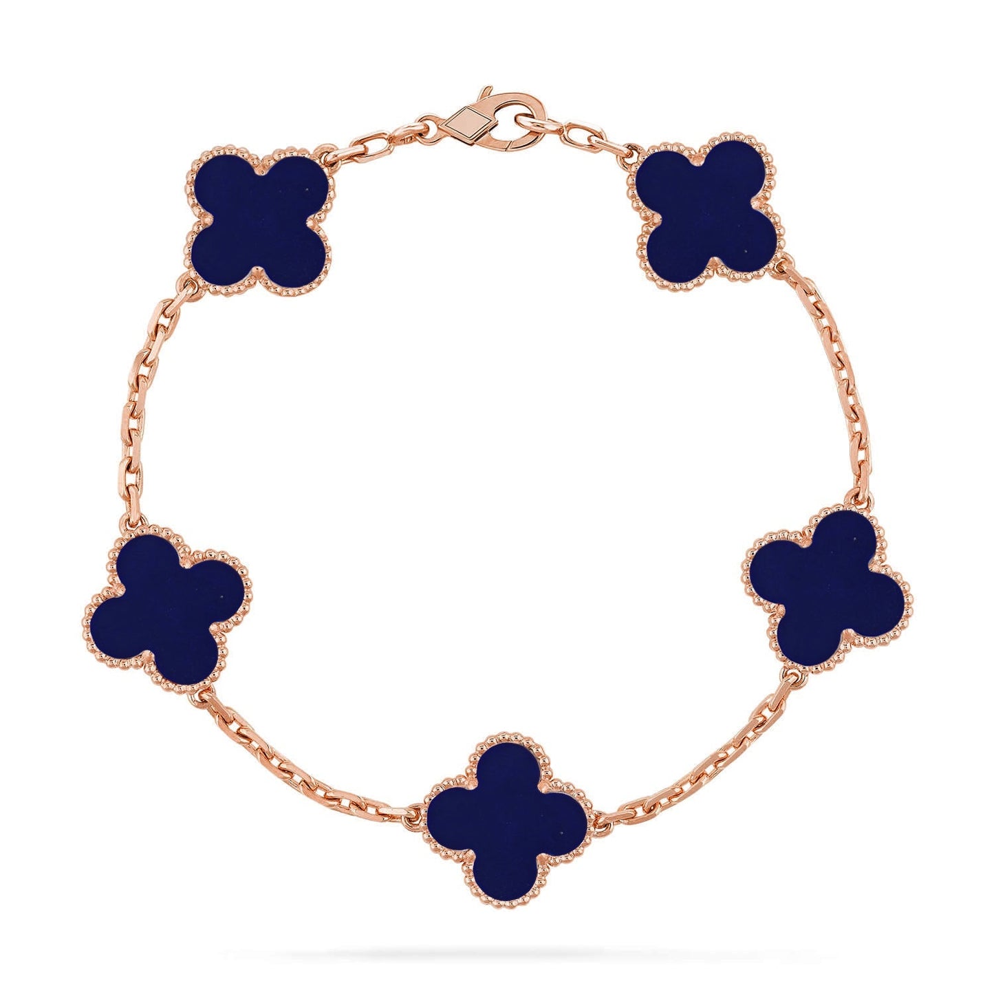 [Elara]LUCKY CLOVER 5-MOTIF BRACELET - LAPIS LAZULI COLLECTION