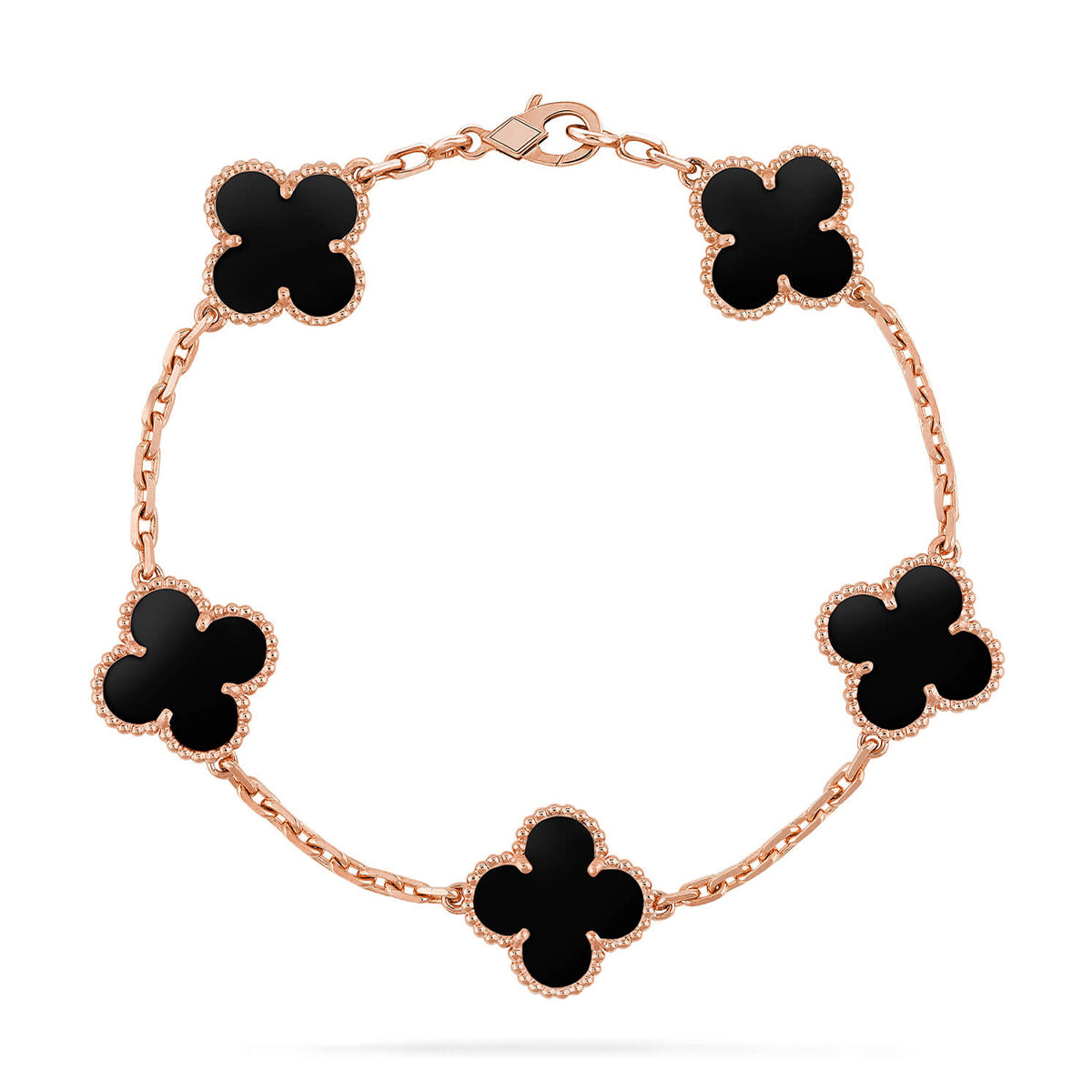 [Elara]GLÜCKSKLEE 5-MOTIV-ARMBAND – KOLLEKTION SCHWARZER ONYX