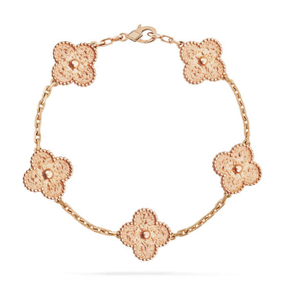 [Elara]LUCKY CLOVER 5-MOTIF BRACELET - BRONZING