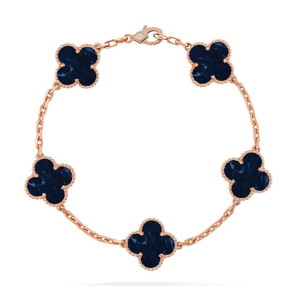 [Elara]LUCKY CLOVER 5-MOTIF BRACELET - PIETERSITE COLLECTION