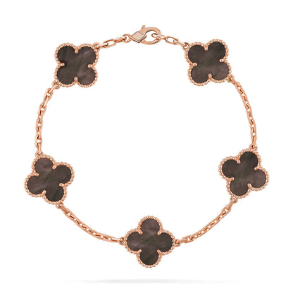 [Elara] LUCKY CLOVER 5-MOTIF BRACELET - KOLLEKTION GRAUES PERLMUTT