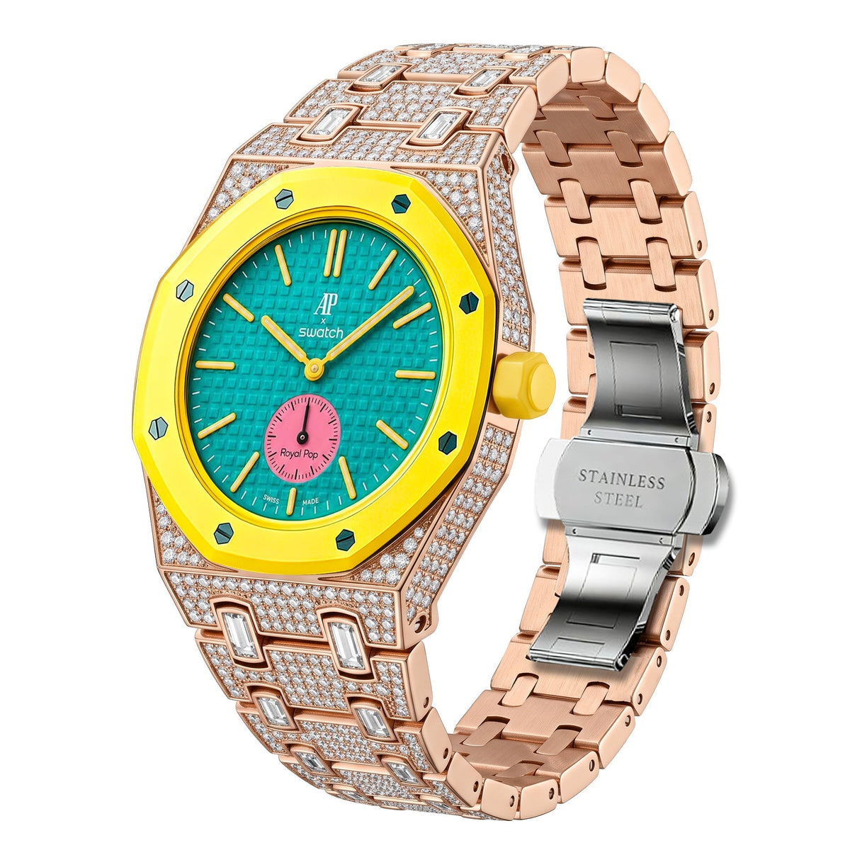 [Elara]Royal Oak Pop Exclusive Bioceramic Case & Bioceramic Strap Full Diamond