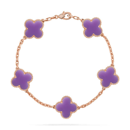 [Elara]LUCKY CLOVER 5-MOTIF BRACELET - LAVENDER COLLECTION