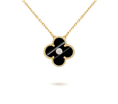 [Elara]15MM CLOVER FLOWER DIAMOND PENDANT NECKLACE COLLECTION