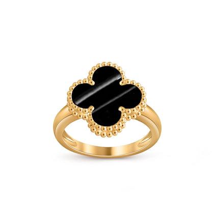 [Elara]LUCKY CLOVER VINTAGE GOLD RING COLLECTION