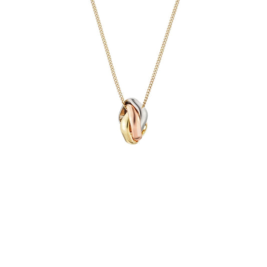 [Elara]TRI-COLOR SQUARE RING NECKLACE