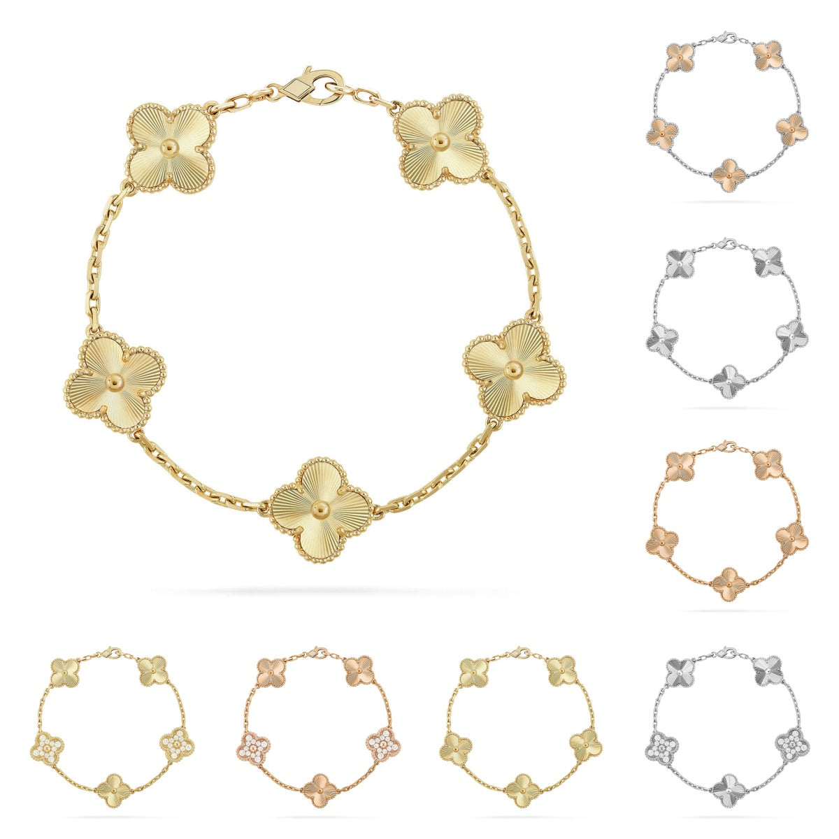 [Elara]GLÜCKSKLEE-ARMBAND MIT 5 MOTIVEN – LASER-KOLLEKTION